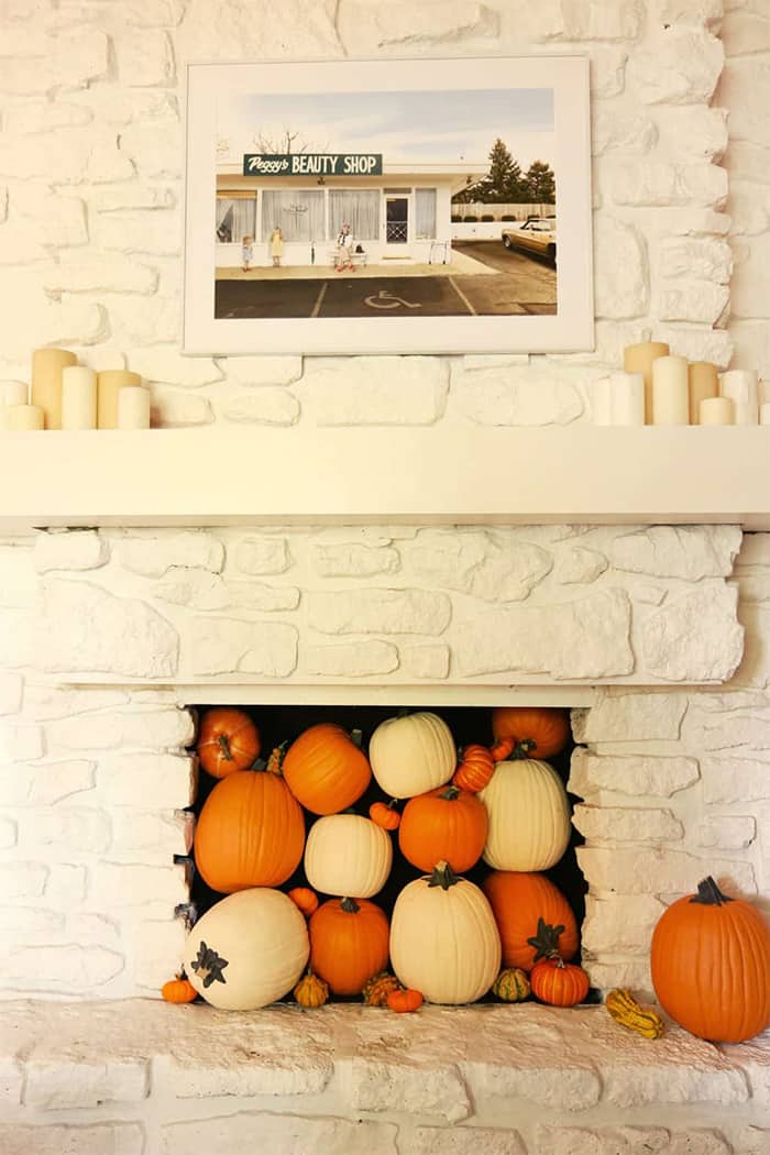 pumpkin fireplace decor