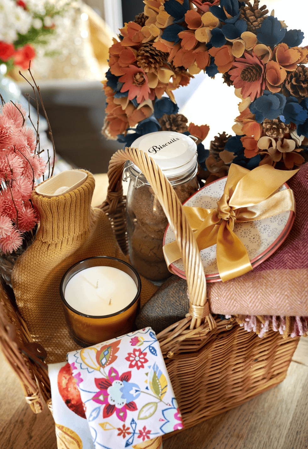 fall home decor gift basket