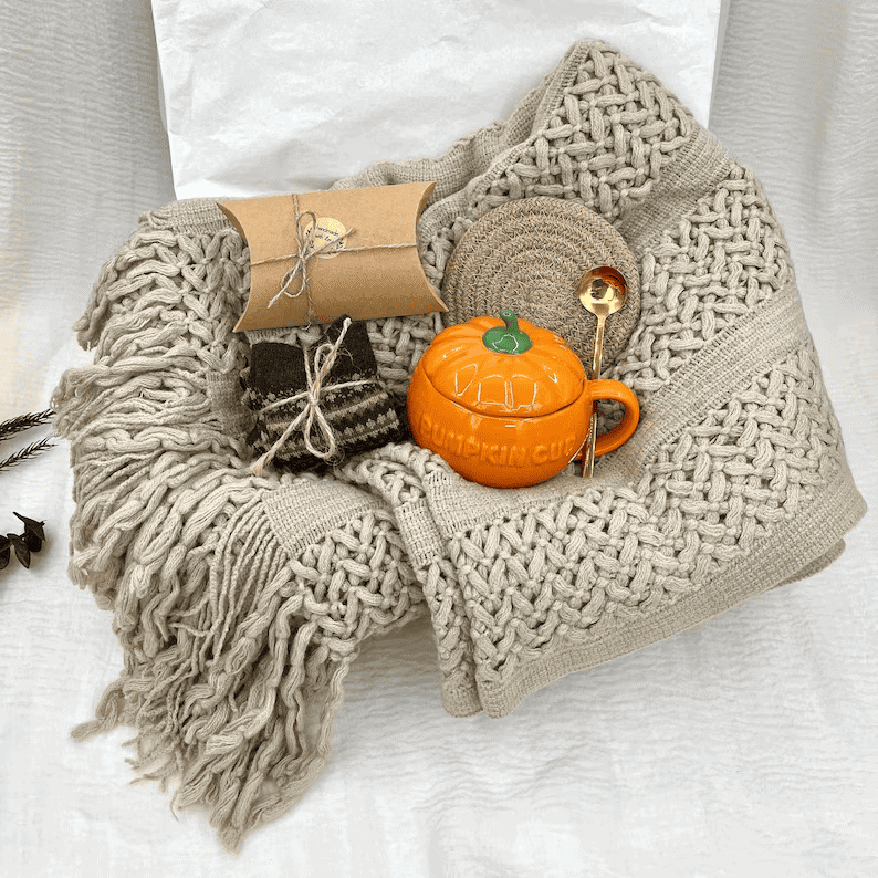 cozy fall halloween basket