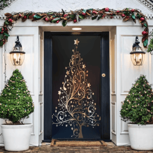 gold christmas tree door cover