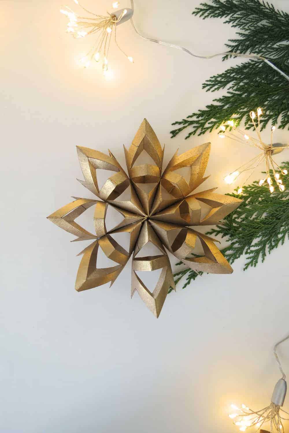 DIY toilet paper roll snowflake