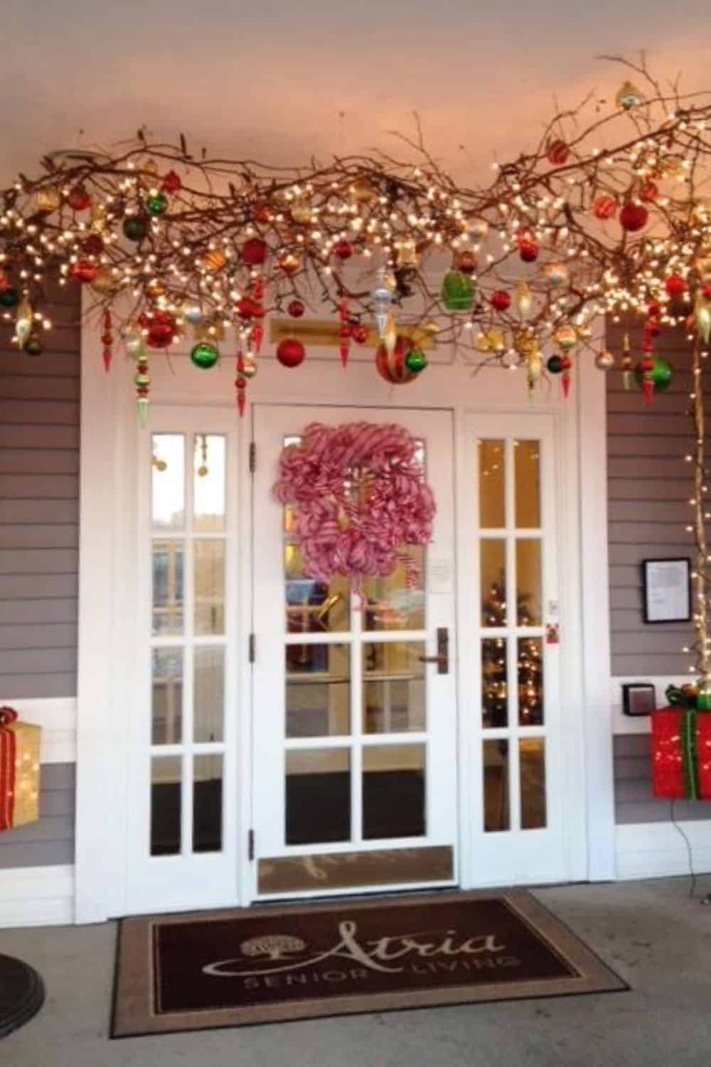 Front porch ceiling Christmas decoration