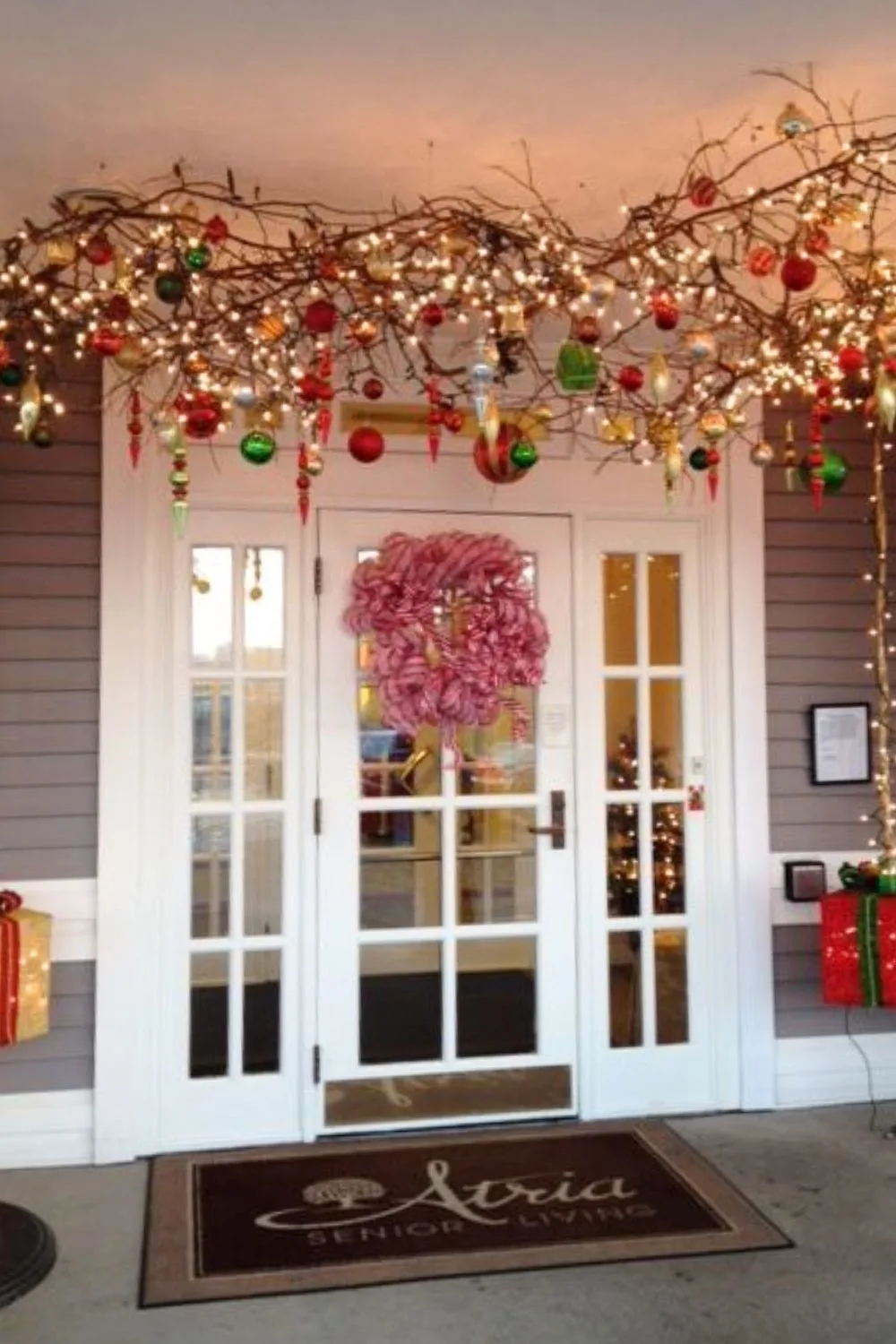 Front porch ceiling Christmas decoration