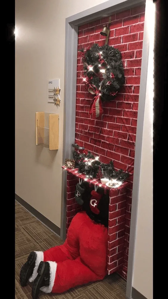 Santa chimney door decoration