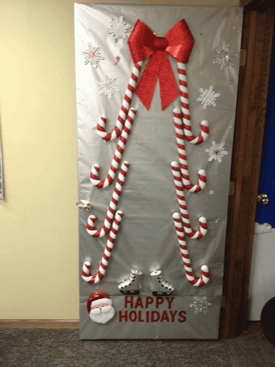 candy cane christmas dorr decoration