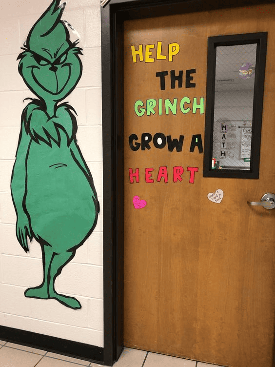 grinch christmas office door