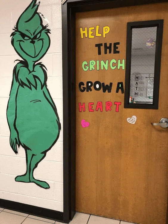 grinch christmas office door