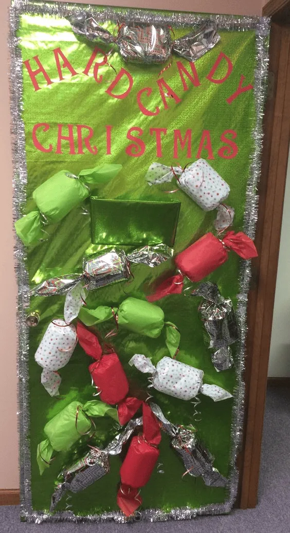 Hard candy Christmas door