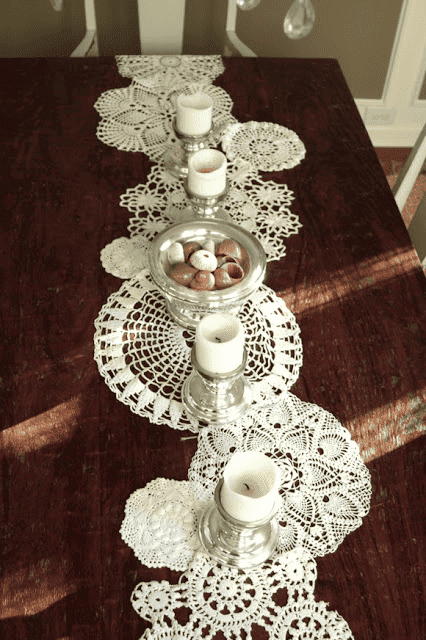 vintage doily table runner