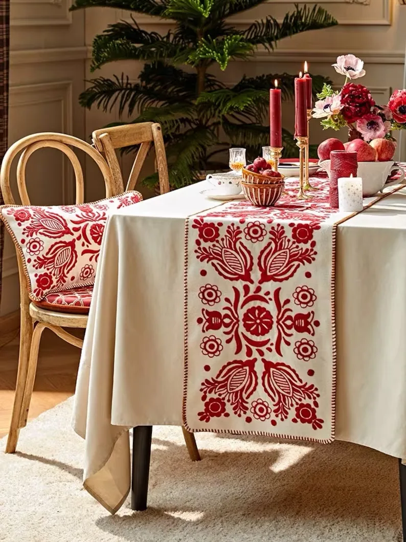 embroidered christmas runner