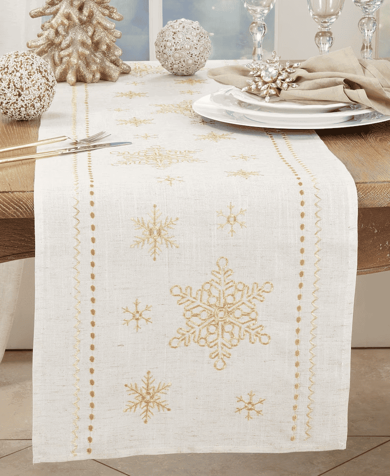 snowflakes christmas table runner