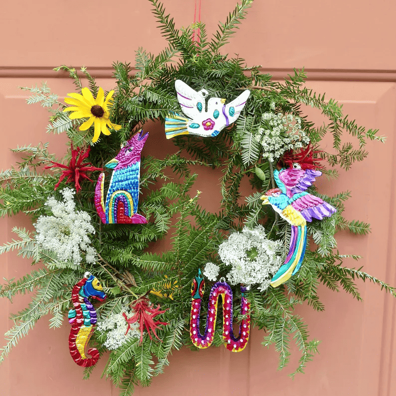 Tin ornaments wreath