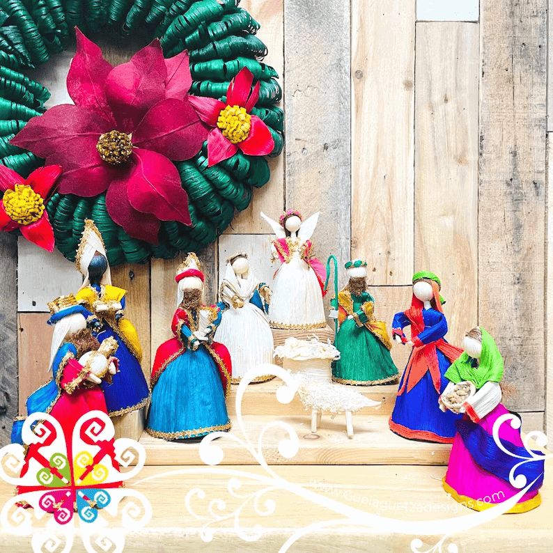 corn husk mexican nativity set