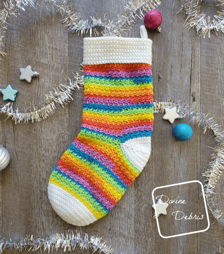 rainbow crochet stocking pattern DIY