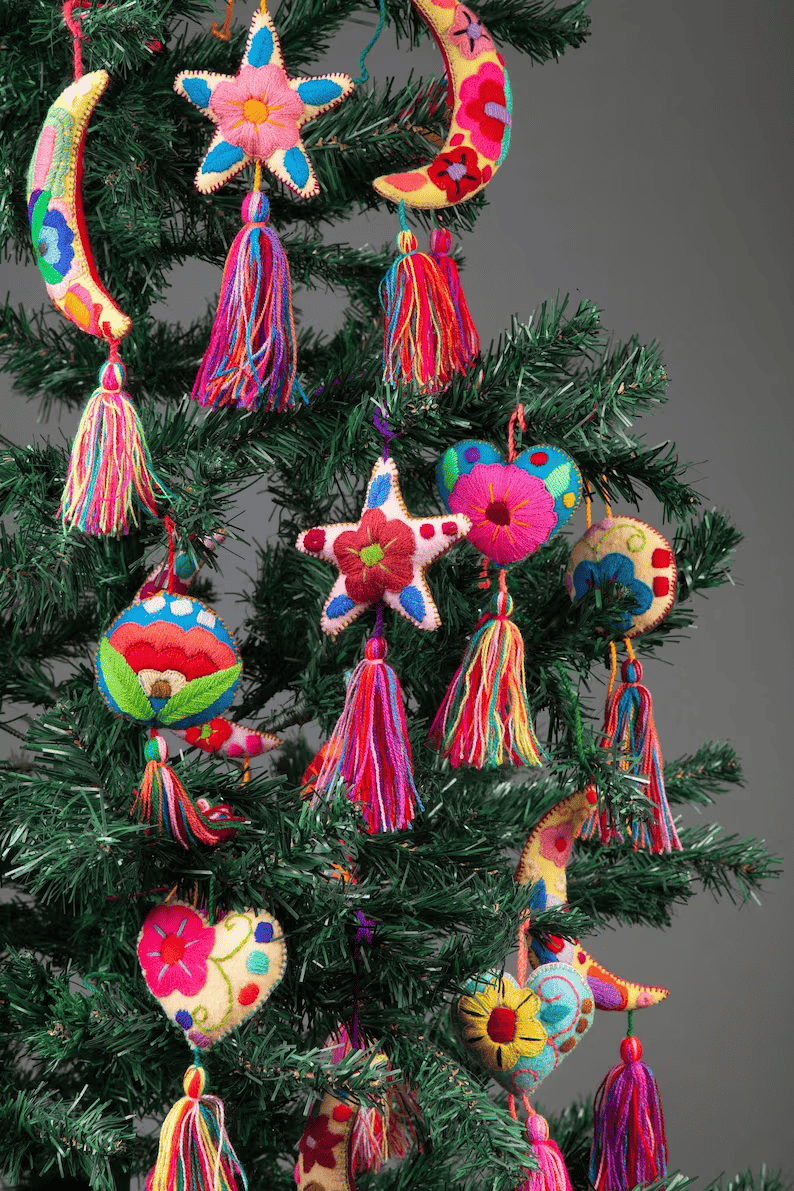 mexican christmas embroidered ornaments