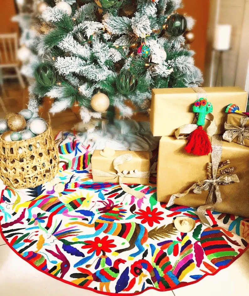 embroidered christmas tree skirt