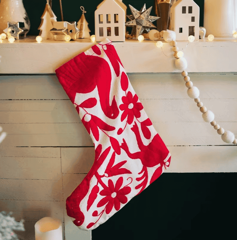 embroidered christmas stocking