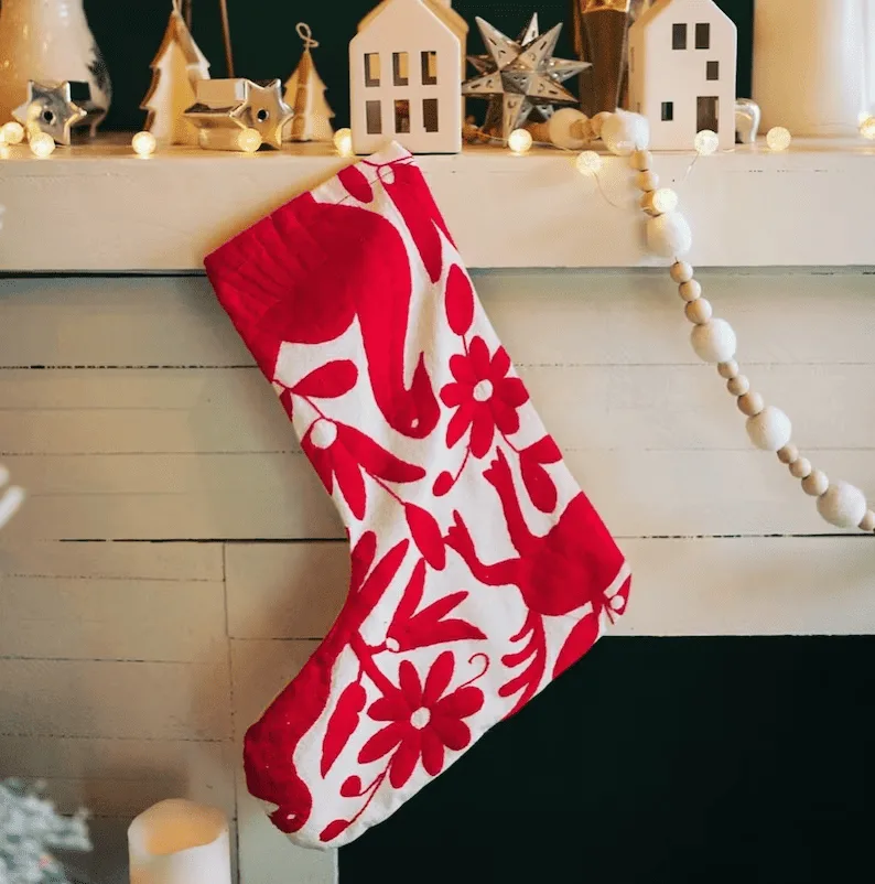 embroidered christmas stocking