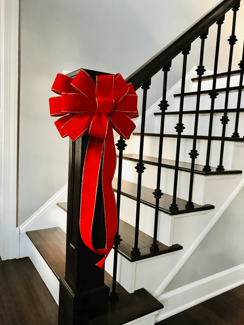 stair rail bow decoration
