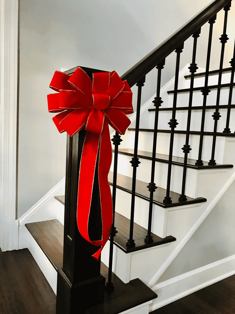 stair rail bow decoration