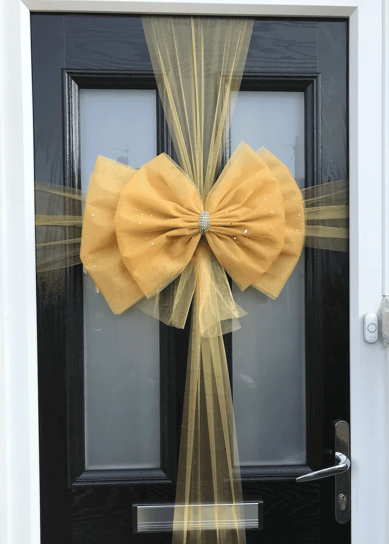 gold fabric bow