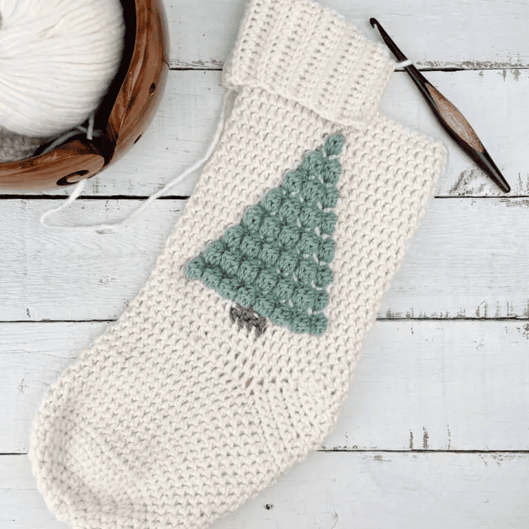 Christmas tree crochet stocking pattern
