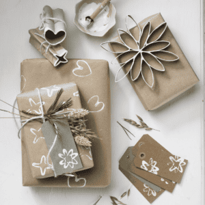 decorate gift with toilet paper rolls