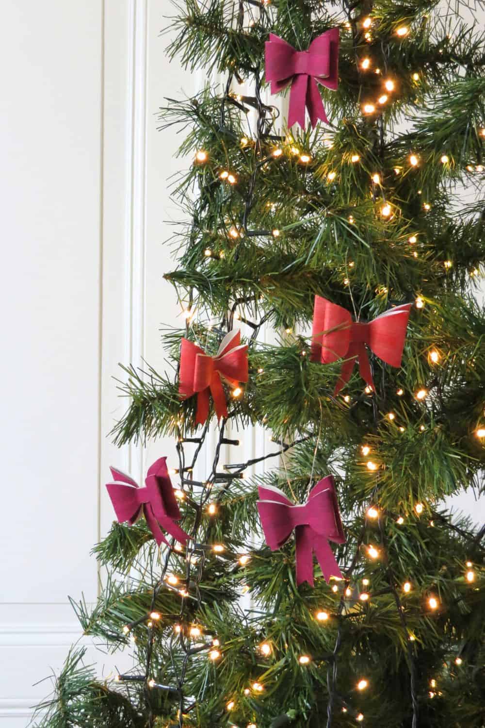 christmas tree with diy bow ornaments