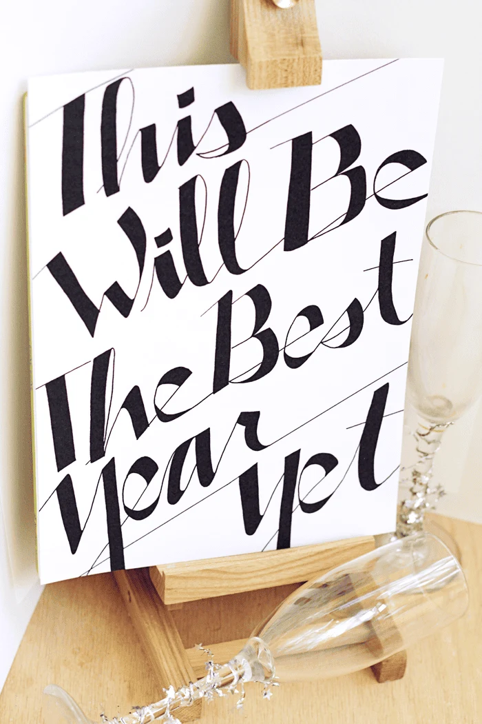 hand lettering new year card