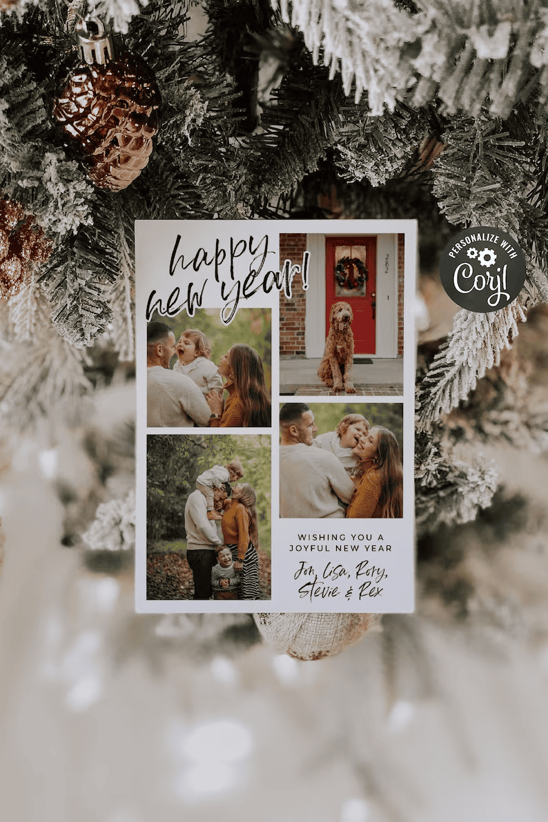 new year photo card template
