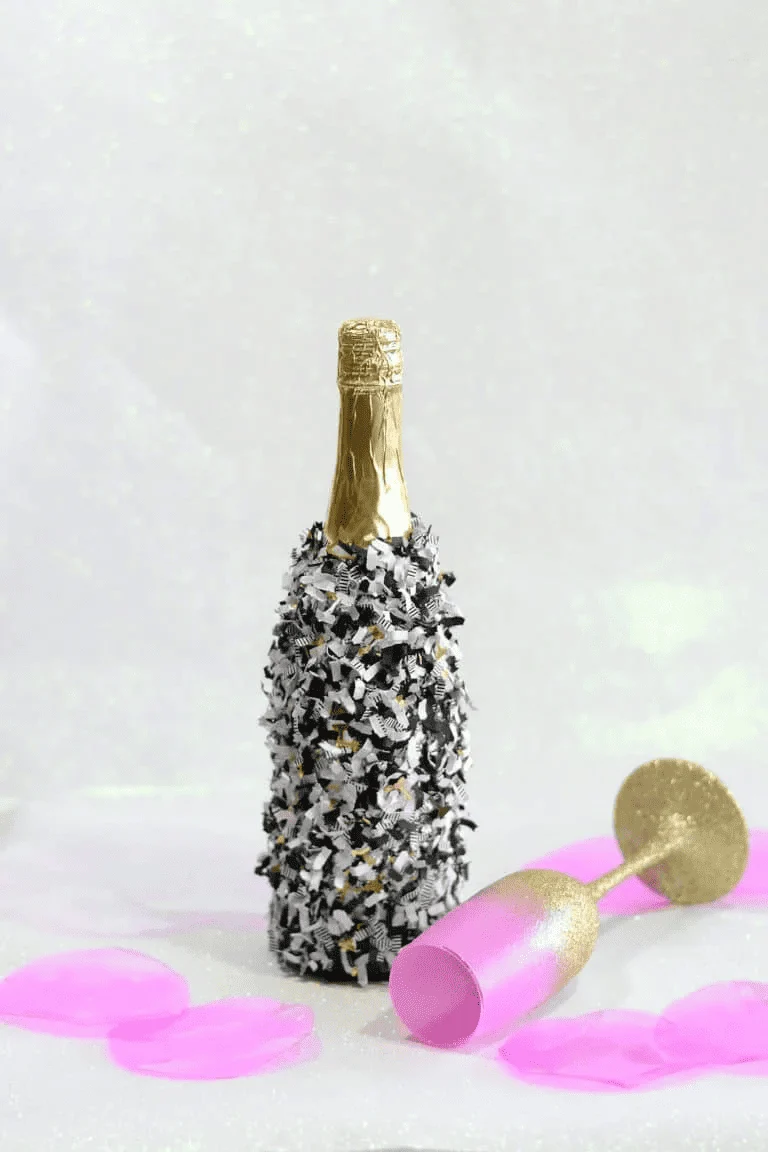 diy confetti champagne bottle