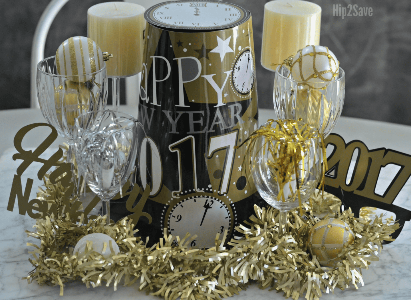 New year´s centerpiece with dollar store items