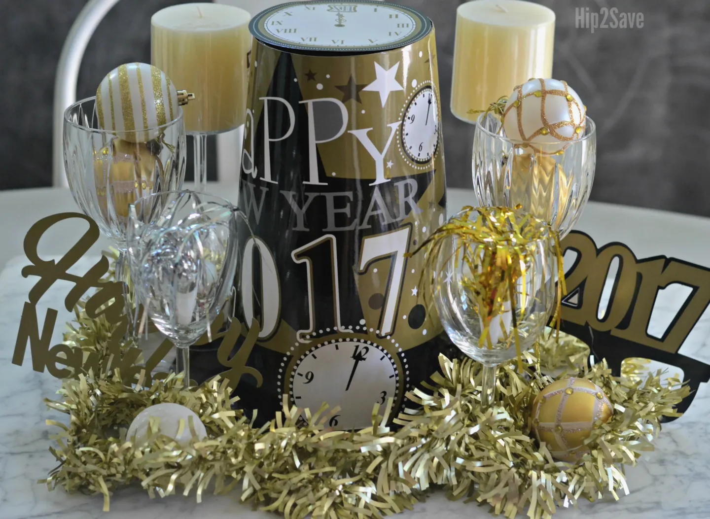 New year´s centerpiece with dollar store items