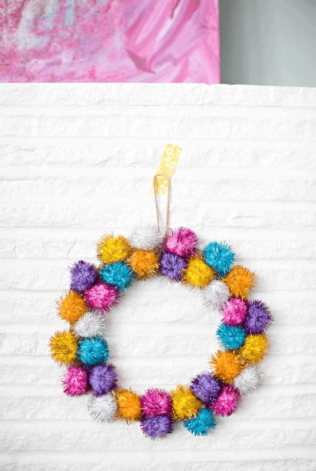 Festive DIY Pom Pom Wreath