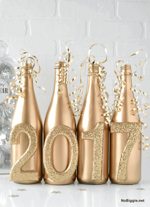 Easy DIY metallic bottle centerpiece