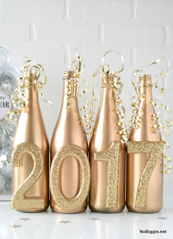 Easy DIY metallic bottle centerpiece