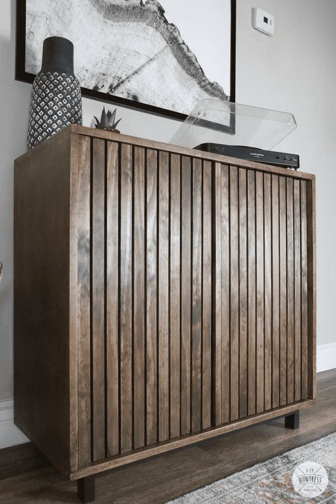 wood slat storage cabinet