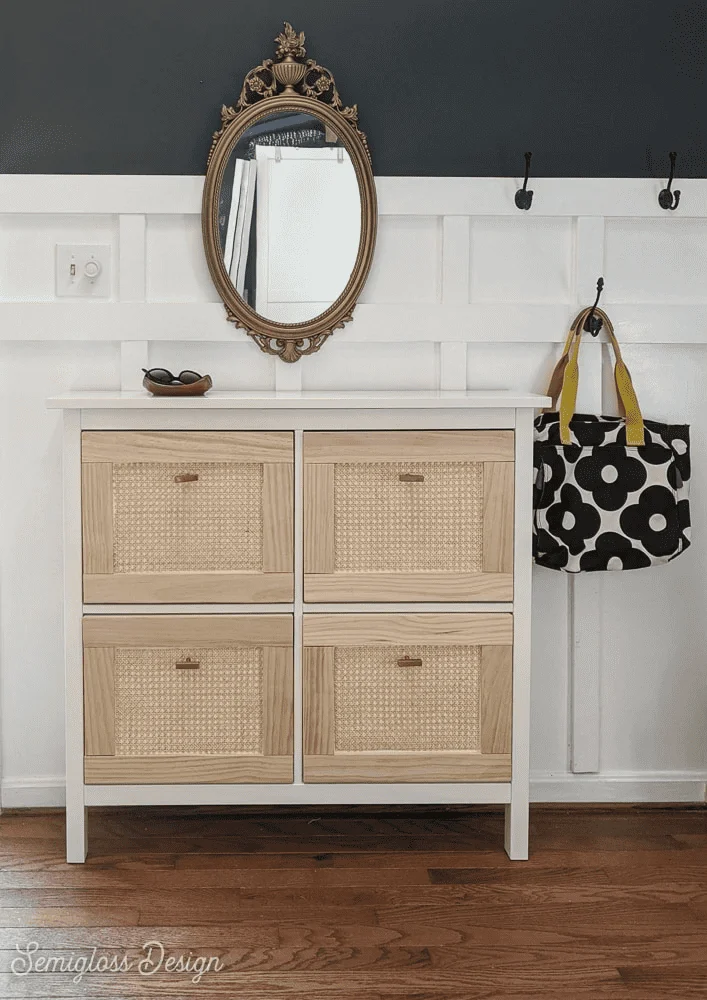 diy cane shoe cabinet