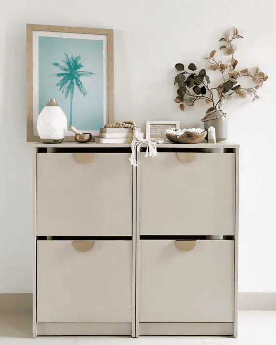 beige modern shoe cabinet