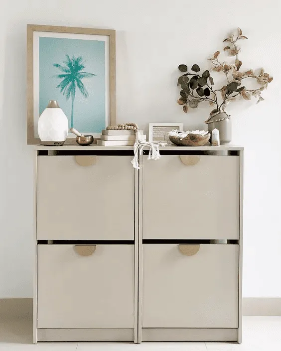 beige modern shoe cabinet