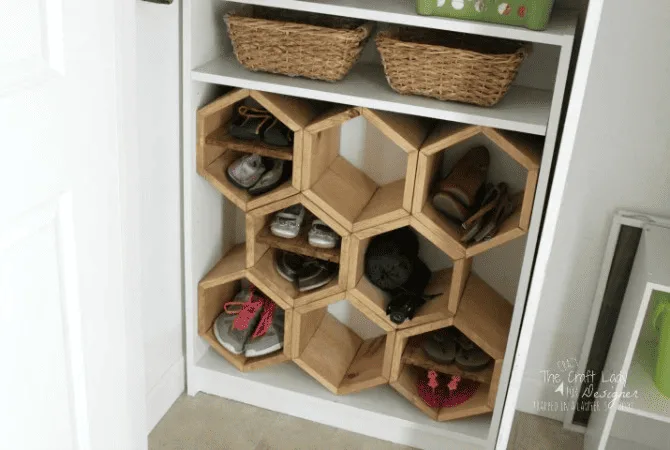 diy hexagonal shoe cabinet