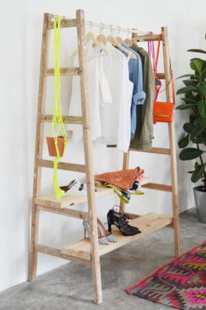 DIY ladder clothes rack