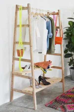 DIY ladder clothes rack