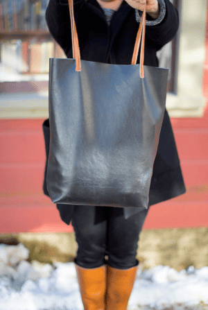 easy to make tote bag with leather