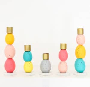 Candle holder made with Easter eggs