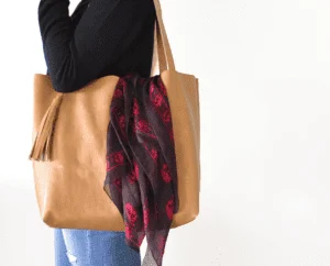 diy leather tote with tassel