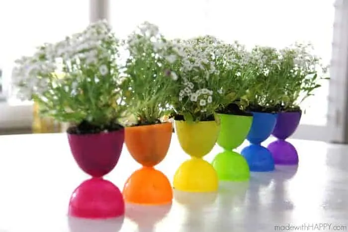 Plastic Easter Egg Crafts - Planter Centerpiece