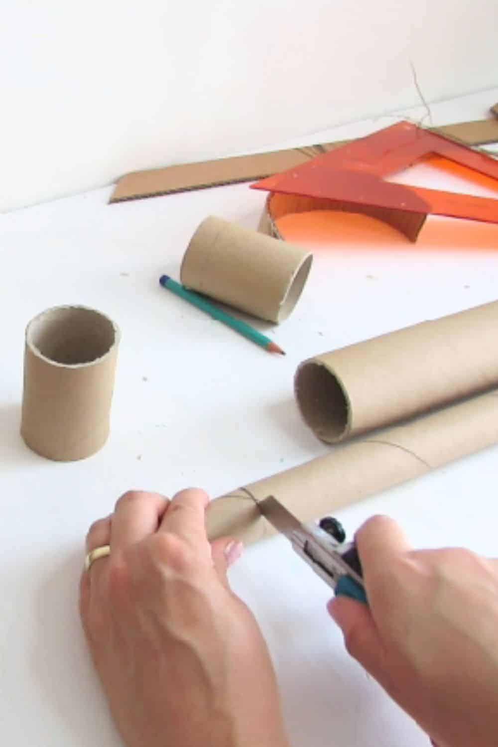 cut the cardboard tubes