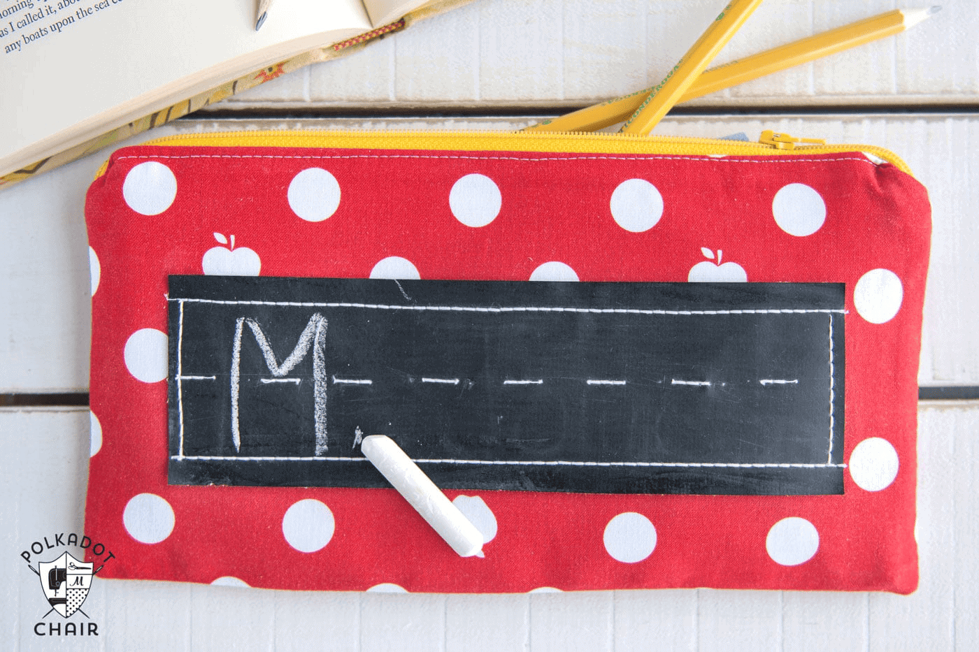 diy pouch with chalkboard label