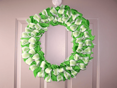green ribbon wreath